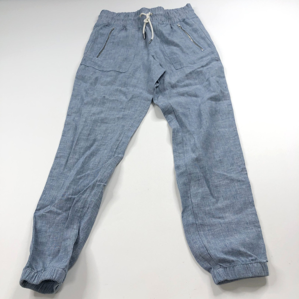 Athleta Cabo Linen Jogger 0 (Fit 28W 27L) Chambray Mid Rise Pants MINT 530642